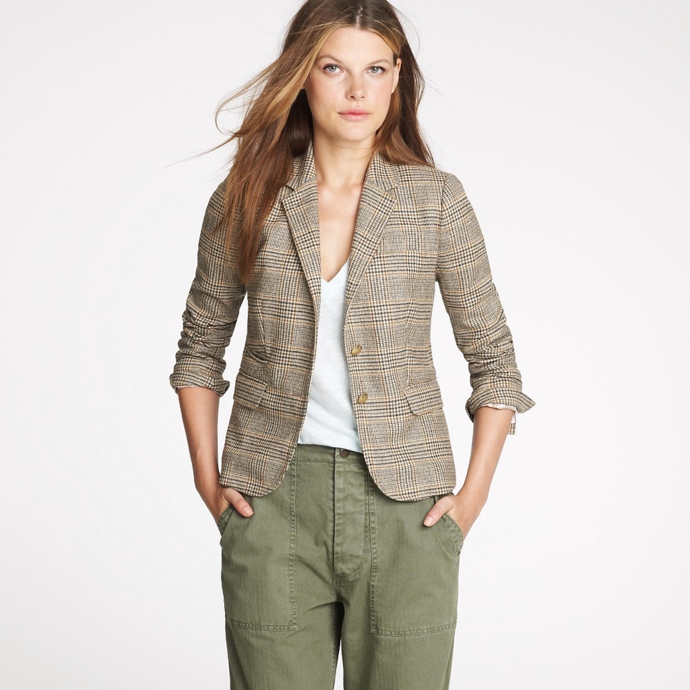 J. Crew Prince of Wales Wool Schoolboy Blazer Wool 0